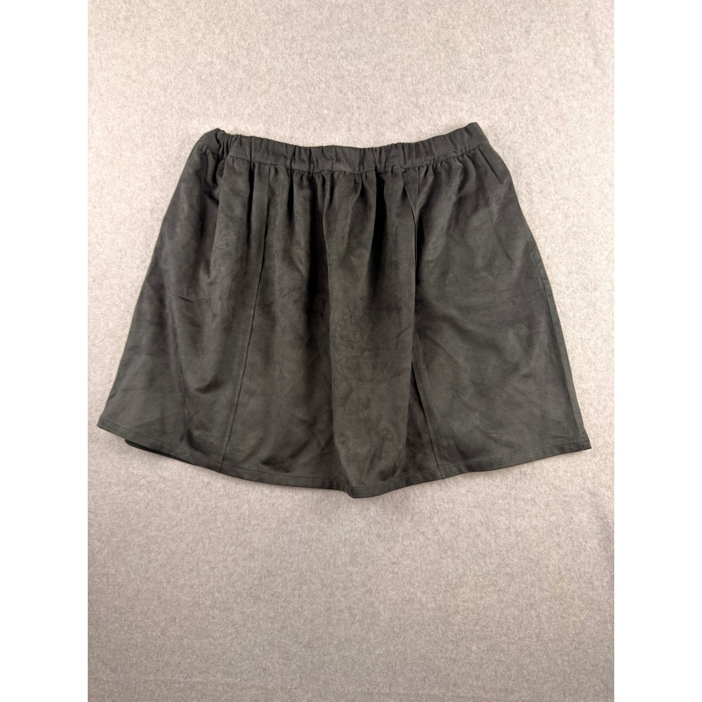 Matilda Jane Womens Black Faux Suede Mini Skirt Elastic Waist Pockets M AB16124